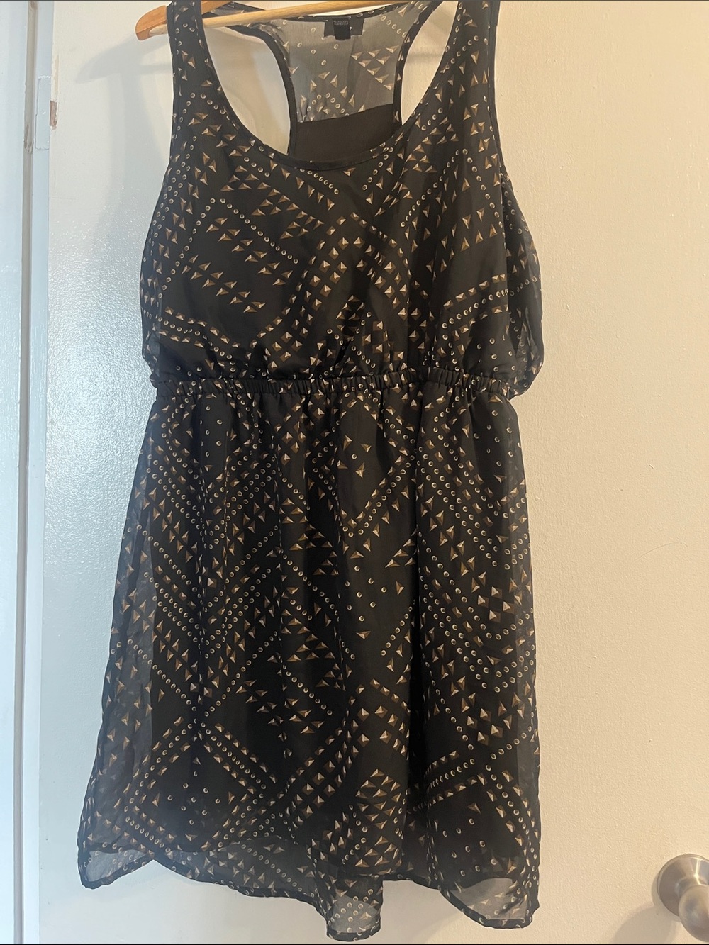 Massimo Black Mini Dress with Gold Stud Print